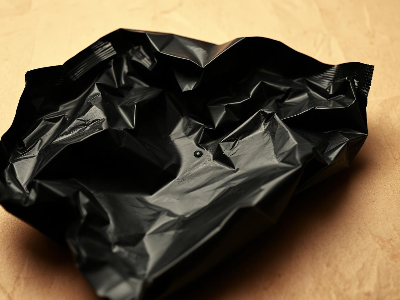 Crumpled black packaging photographed under harsh flash for the Noise campaign